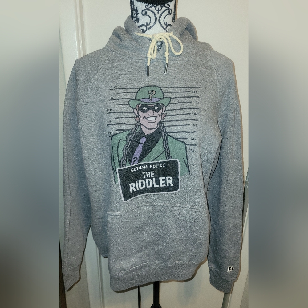Popfunk‎ Hoodie The Riddler Mugshot Sz Large Heather Gray
